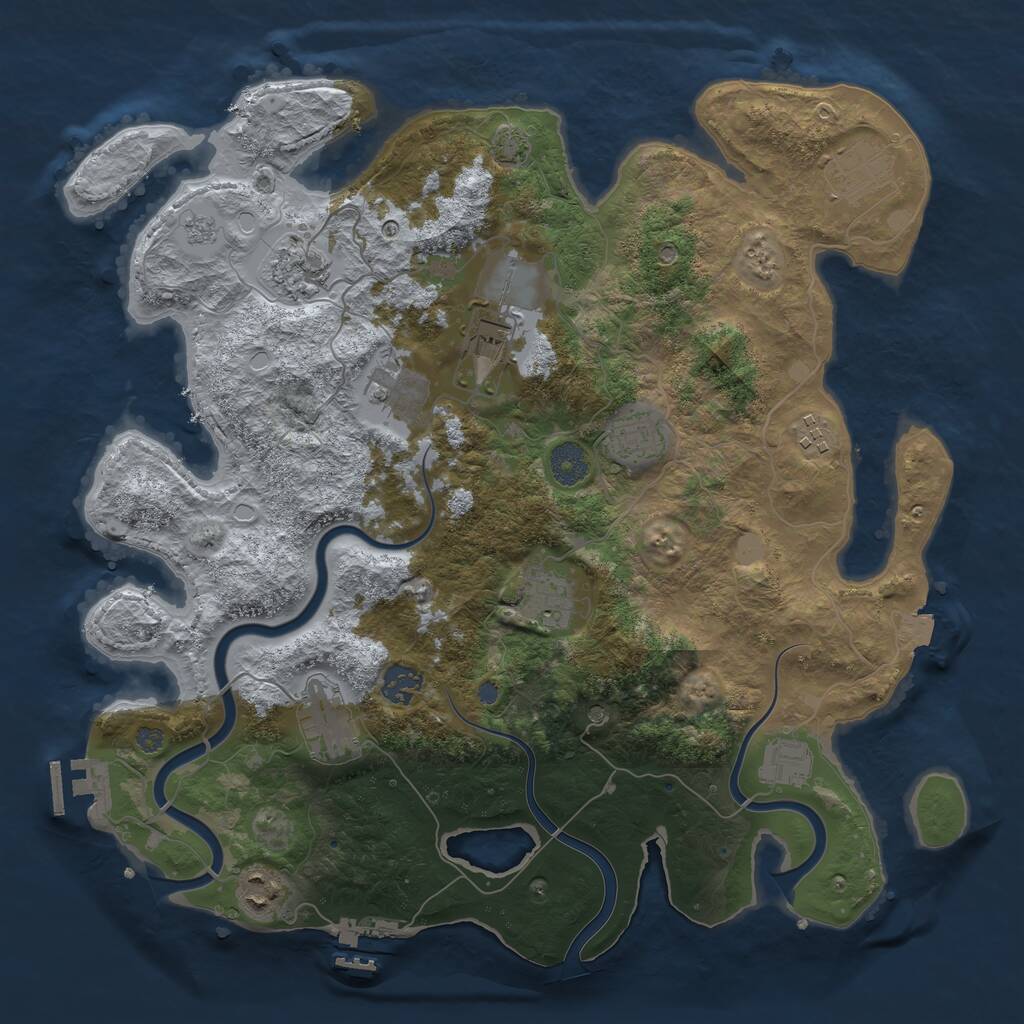 Rust Map: Procedural Map, Size: 3800, Seed: 132158975, 18 Monuments