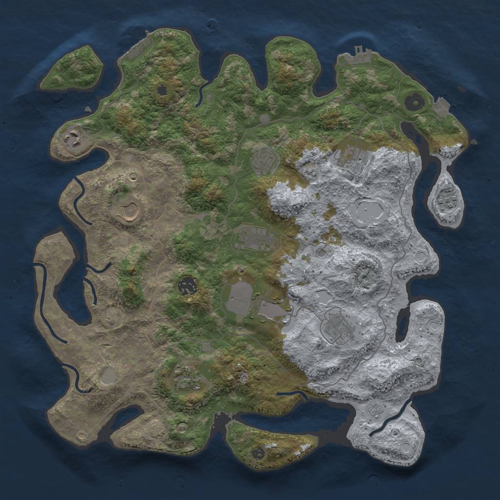 Rust Map: Procedural Map, Size: 4000, Seed: 1877944525, 18 Monuments