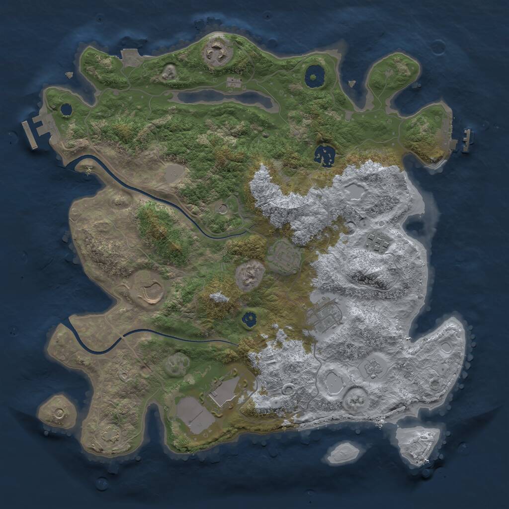 Rust Map: Procedural Map, Size: 3500, Seed: 998183727, 13 Monuments