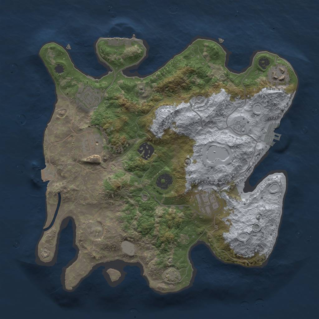 Rust Map: Procedural Map, Size: 3000, Seed: 154817490, 13 Monuments