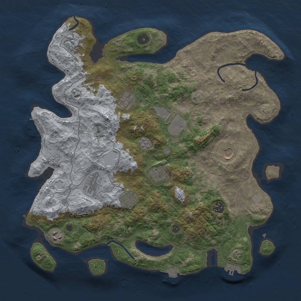 Rust Map: Procedural Map, Size: 4000, Seed: 1019336332, 18 Monuments