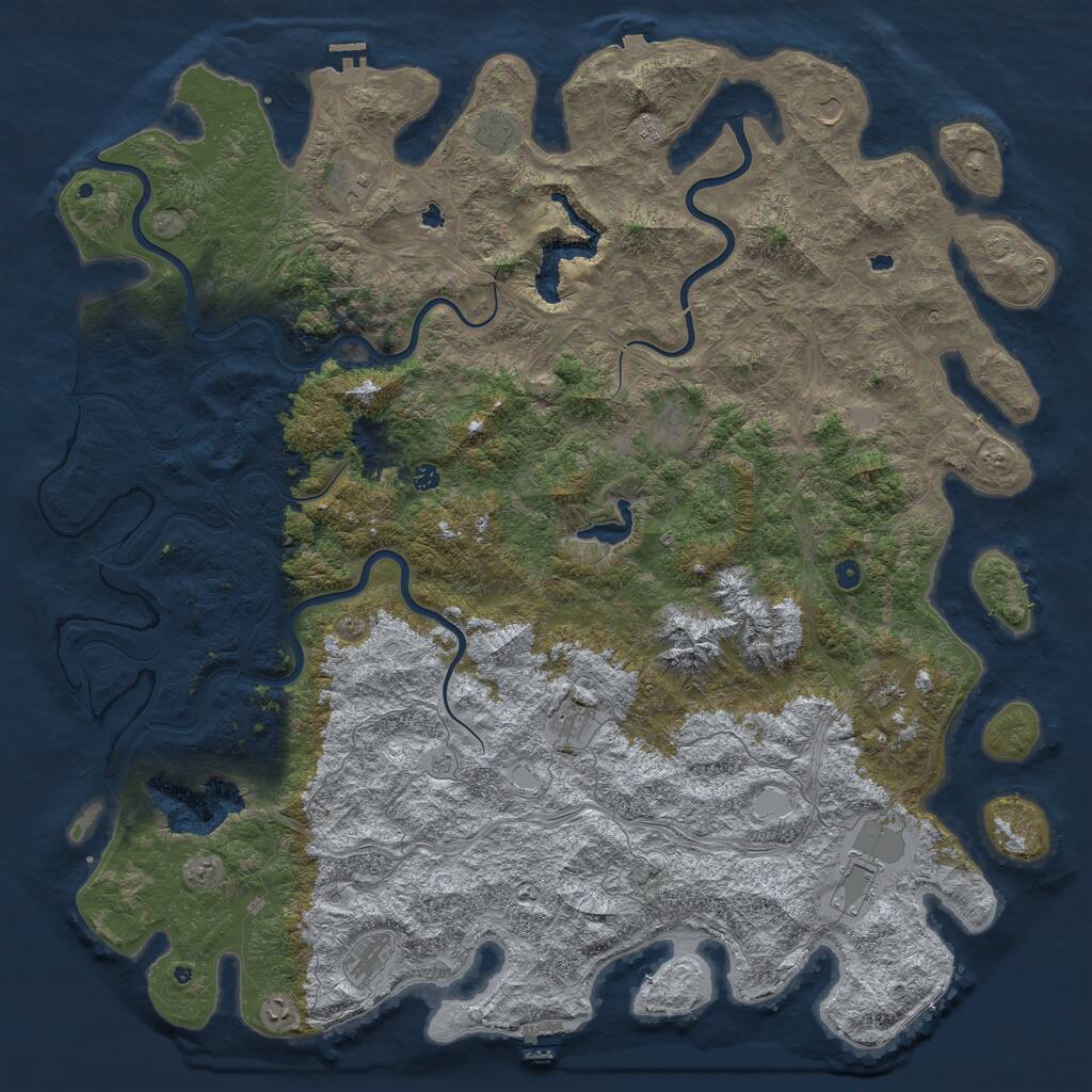 Rust Map: Procedural Map, Size: 6000, Seed: 298745695, 17 Monuments
