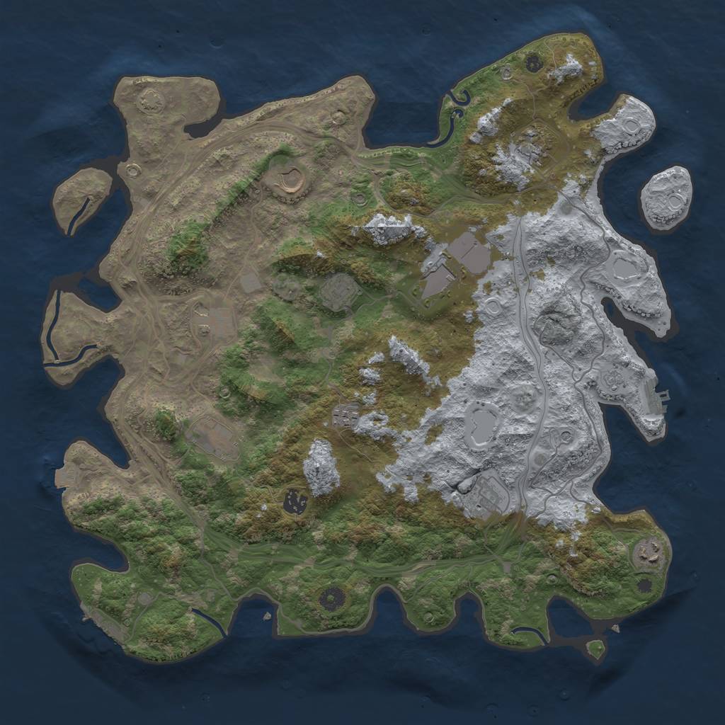 Rust Map: Procedural Map, Size: 4399, Seed: 25, 18 Monuments
