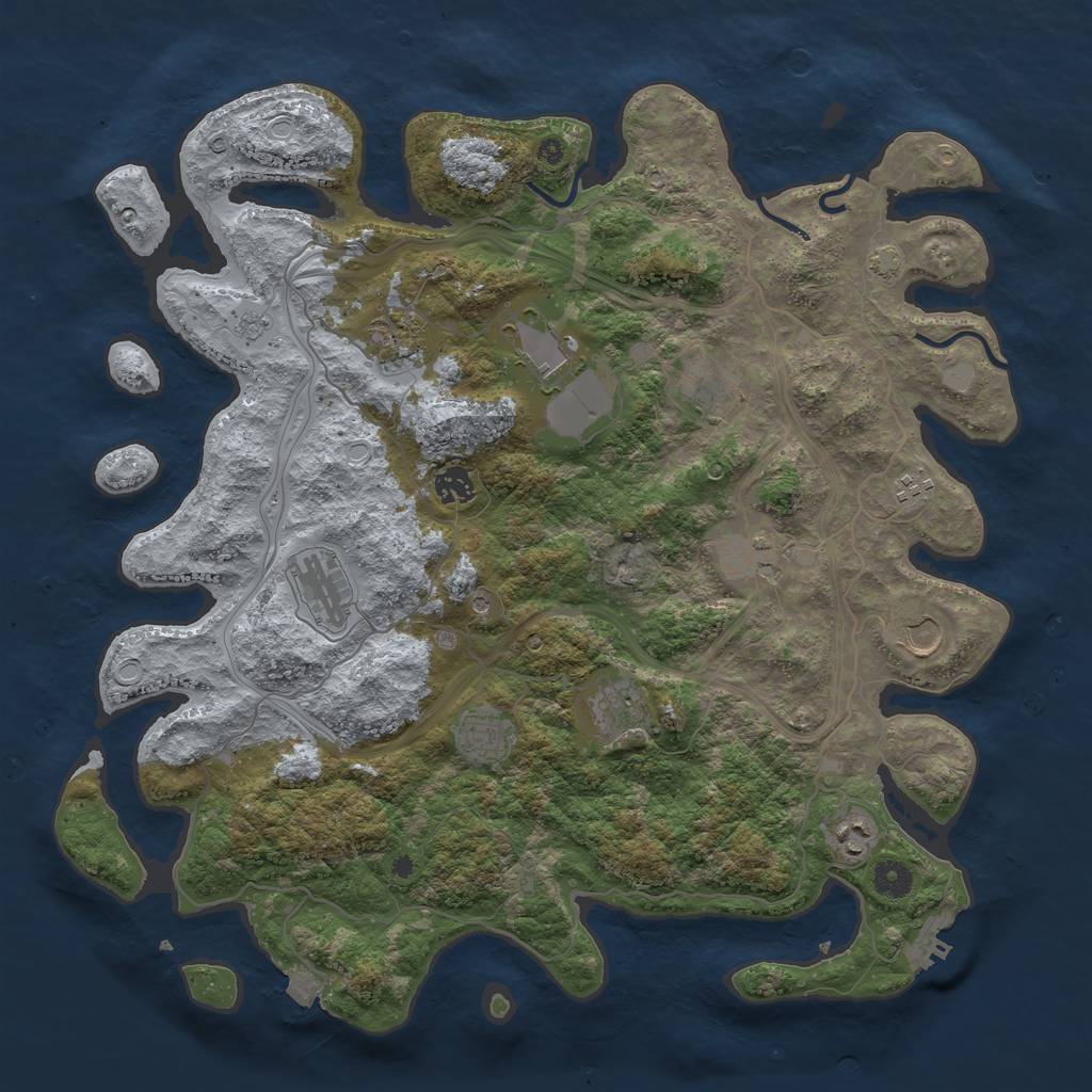 Rust Map: Procedural Map, Size: 4250, Seed: 1889006870, 18 Monuments