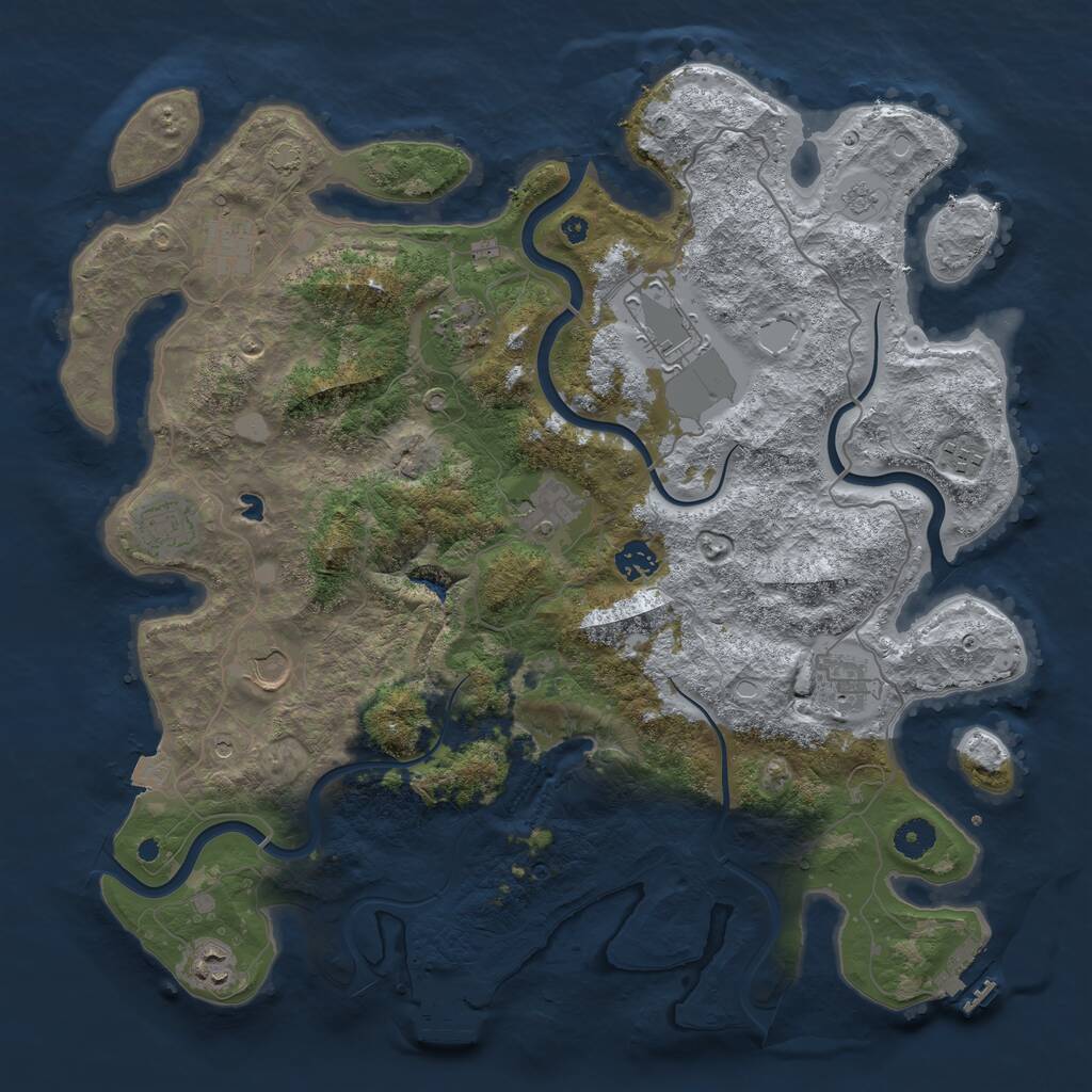 Rust Map: Procedural Map, Size: 4096, Seed: 1258817668, 16 Monuments