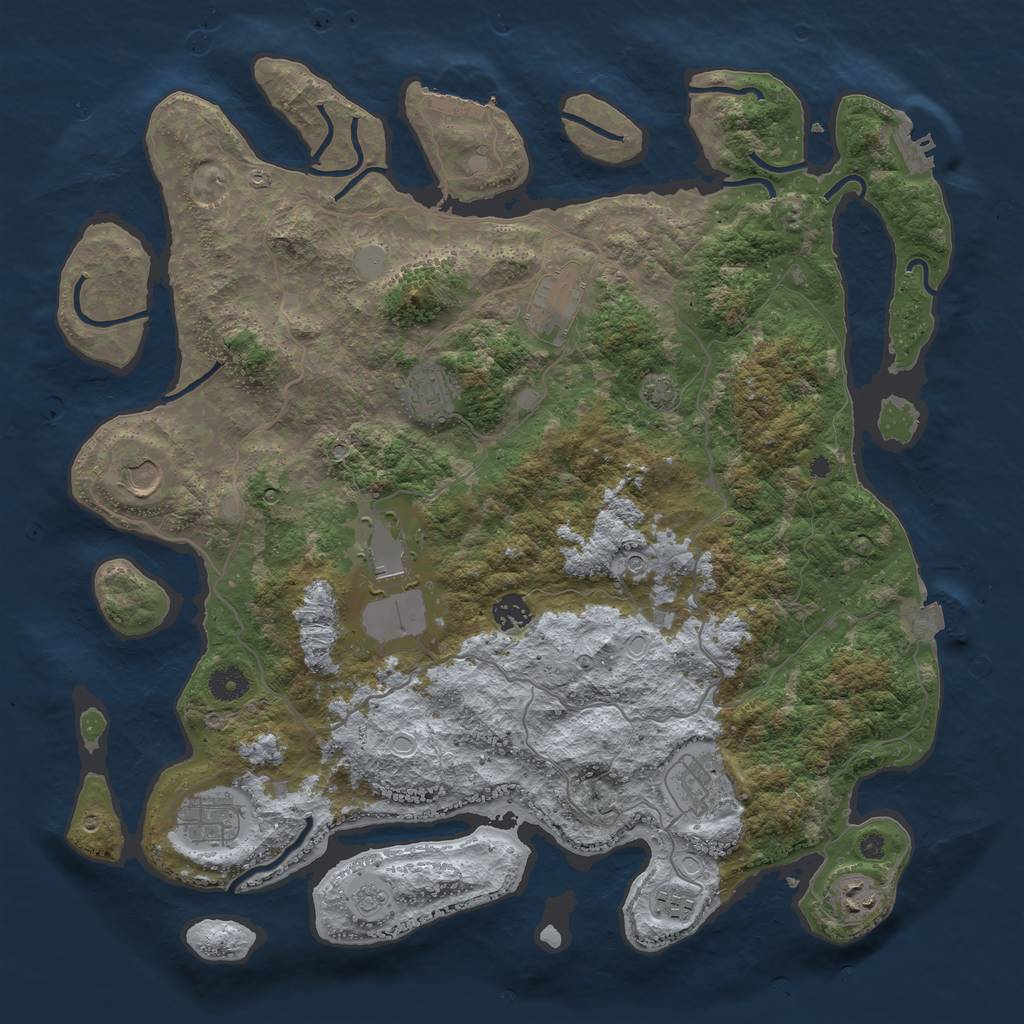 Rust Map: Procedural Map, Size: 4169, Seed: 1788, 17 Monuments