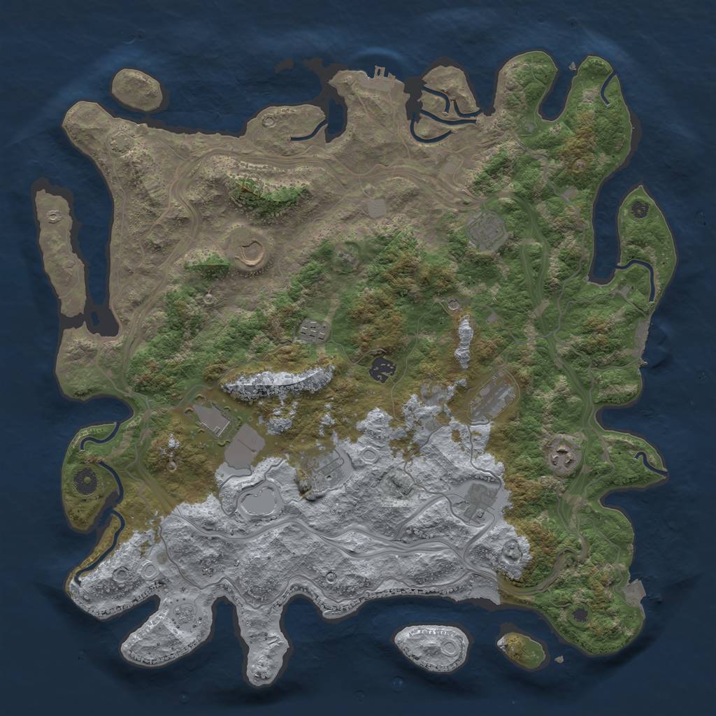 Rust Map: Procedural Map, Size: 4344, Seed: 2000000, 17 Monuments
