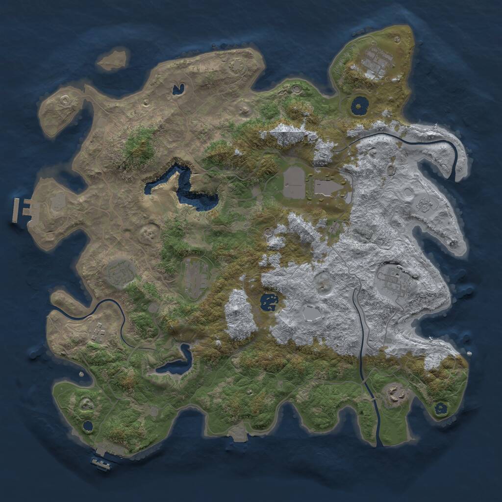 Rust Map: Procedural Map, Size: 4100, Seed: 25, 14 Monuments