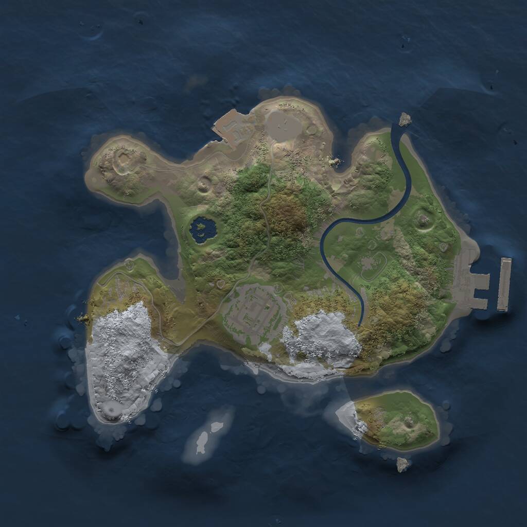 Rust Map: Procedural Map, Size: 2000, Seed: 1090864438, 3 Monuments