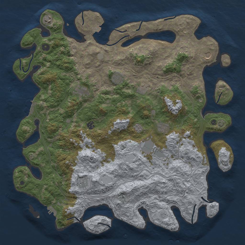 Rust Map: Procedural Map, Size: 4800, Seed: 30293659, 18 Monuments