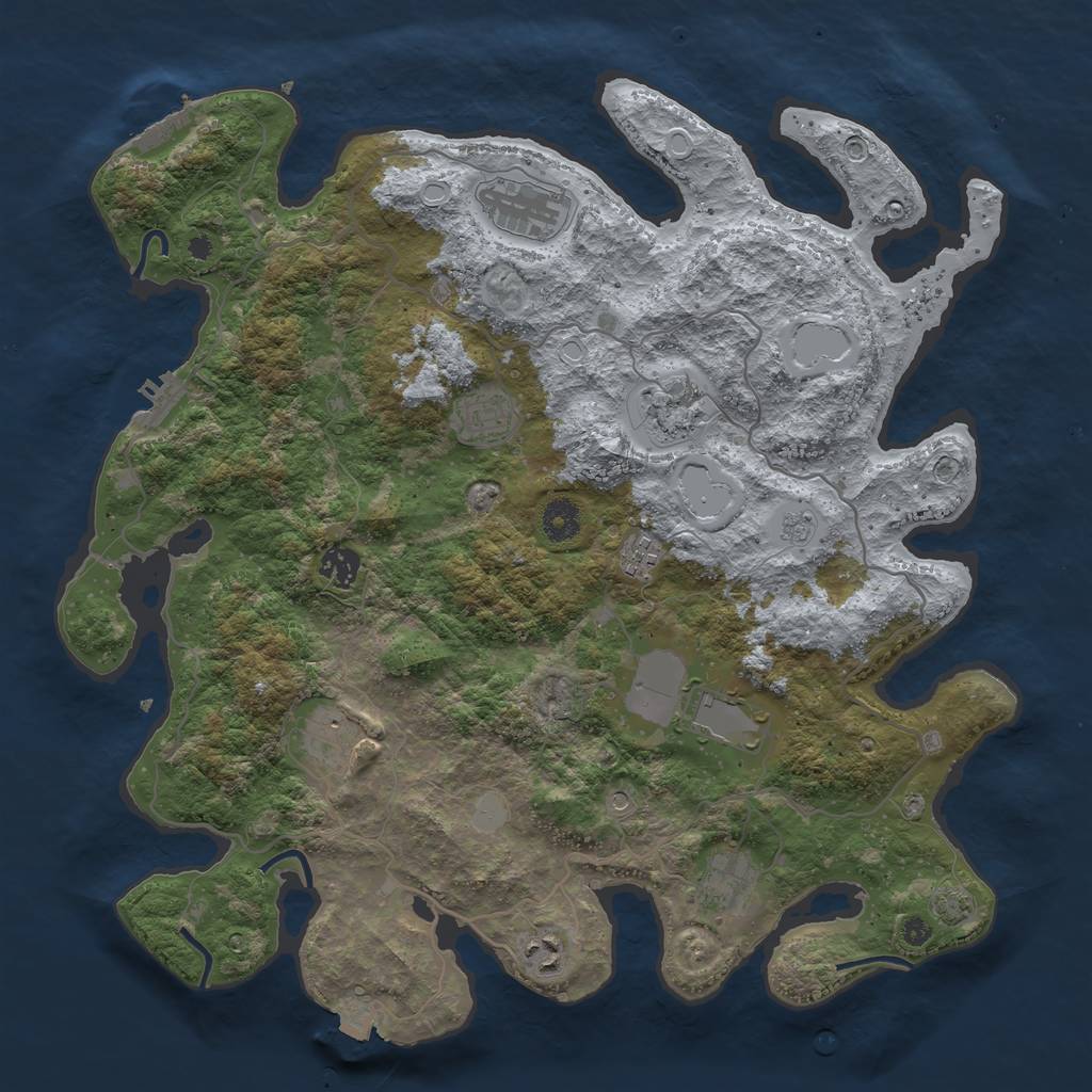 Rust Map: Procedural Map, Size: 4000, Seed: 85425623, 17 Monuments