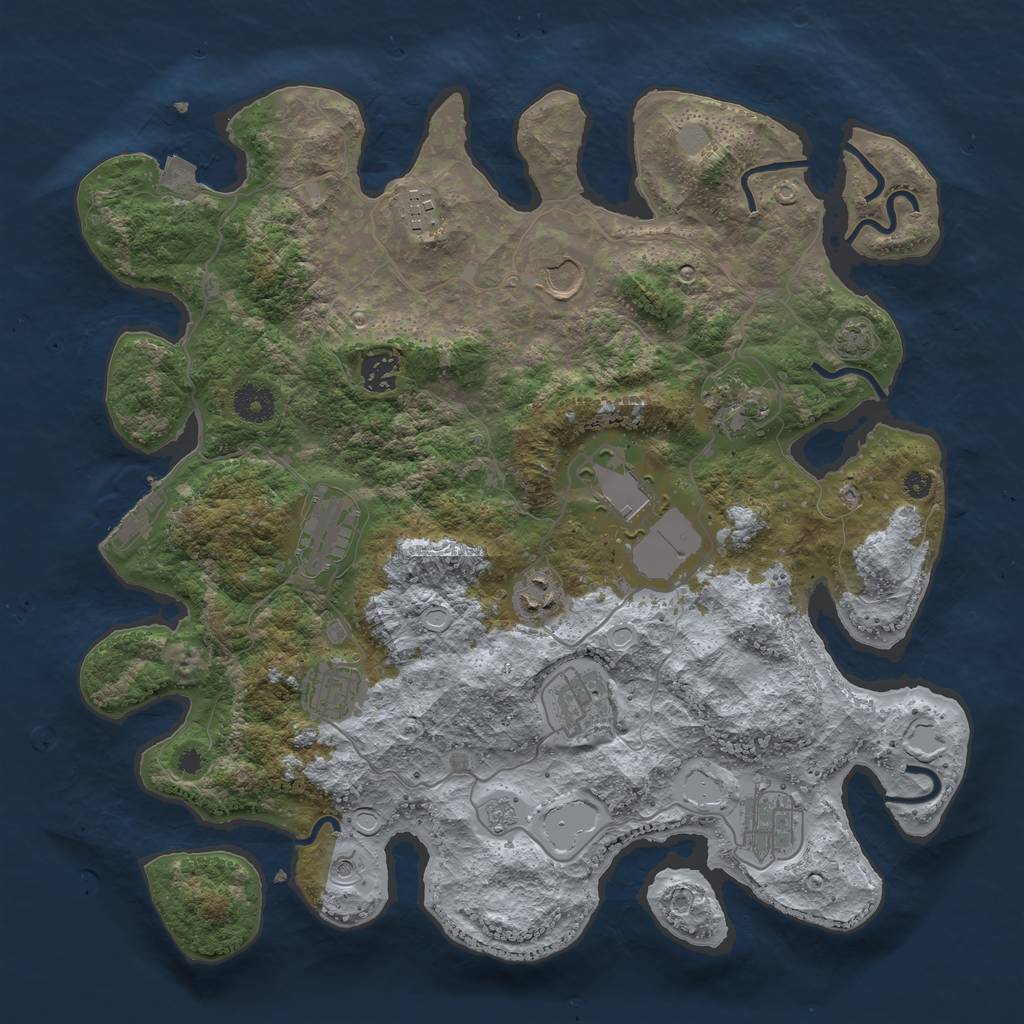 Rust Map: Procedural Map, Size: 3800, Seed: 1006636715, 17 Monuments
