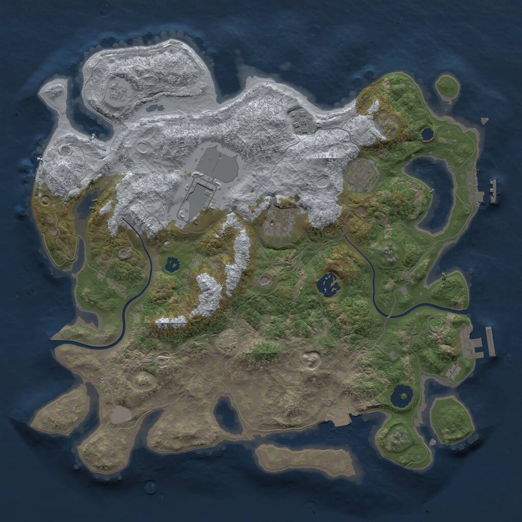 Rust Map: Procedural Map, Size: 3500, Seed: 4355453, 11 Monuments