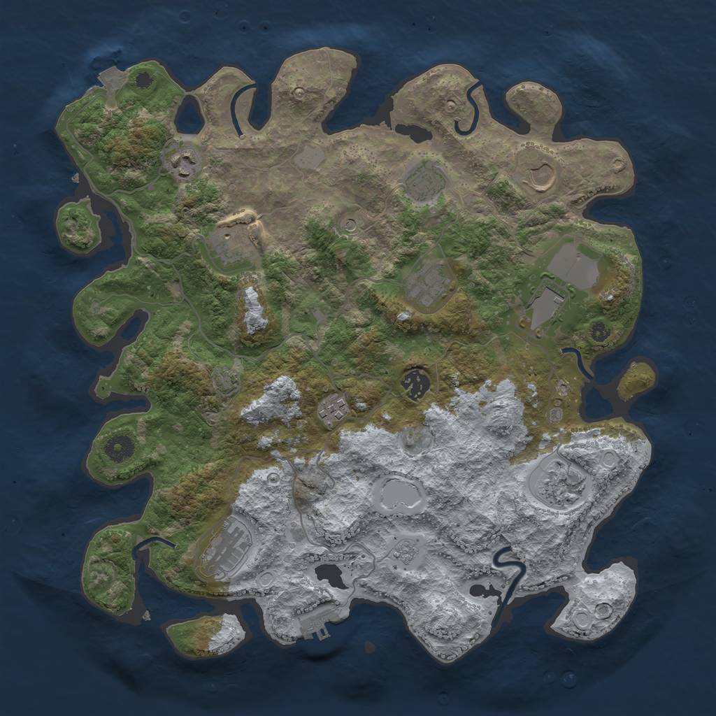 Rust Map: Procedural Map, Size: 3838, Seed: 44244, 17 Monuments