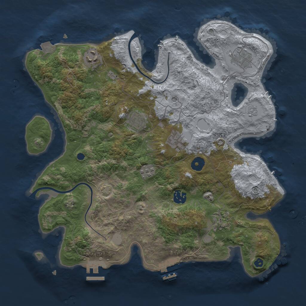 Rust Map: Procedural Map, Size: 3400, Seed: 64593500, 13 Monuments
