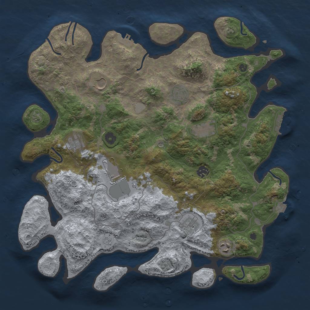 Rust Map: Procedural Map, Size: 4000, Seed: 50210457, 17 Monuments