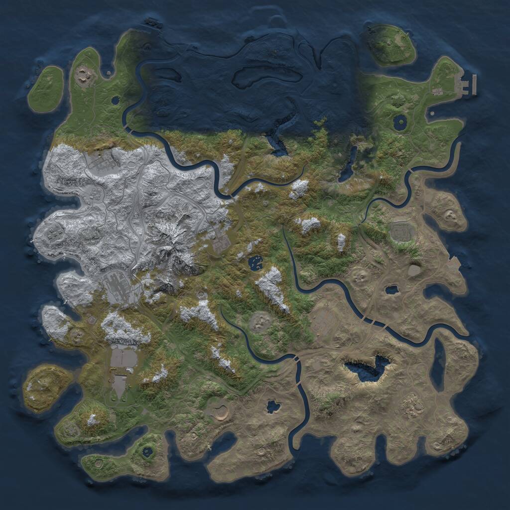 Rust Map: Procedural Map, Size: 5000, Seed: 540235843, 17 Monuments