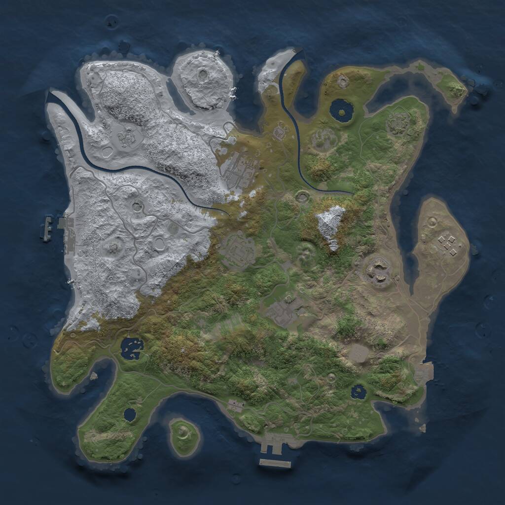 Rust Map: Procedural Map, Size: 3250, Seed: 1189617476, 12 Monuments