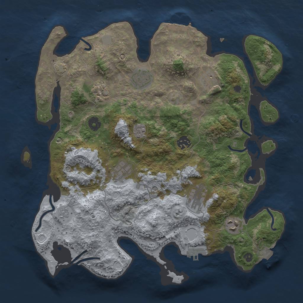 Rust Map: Procedural Map, Size: 3450, Seed: 17937871, 16 Monuments