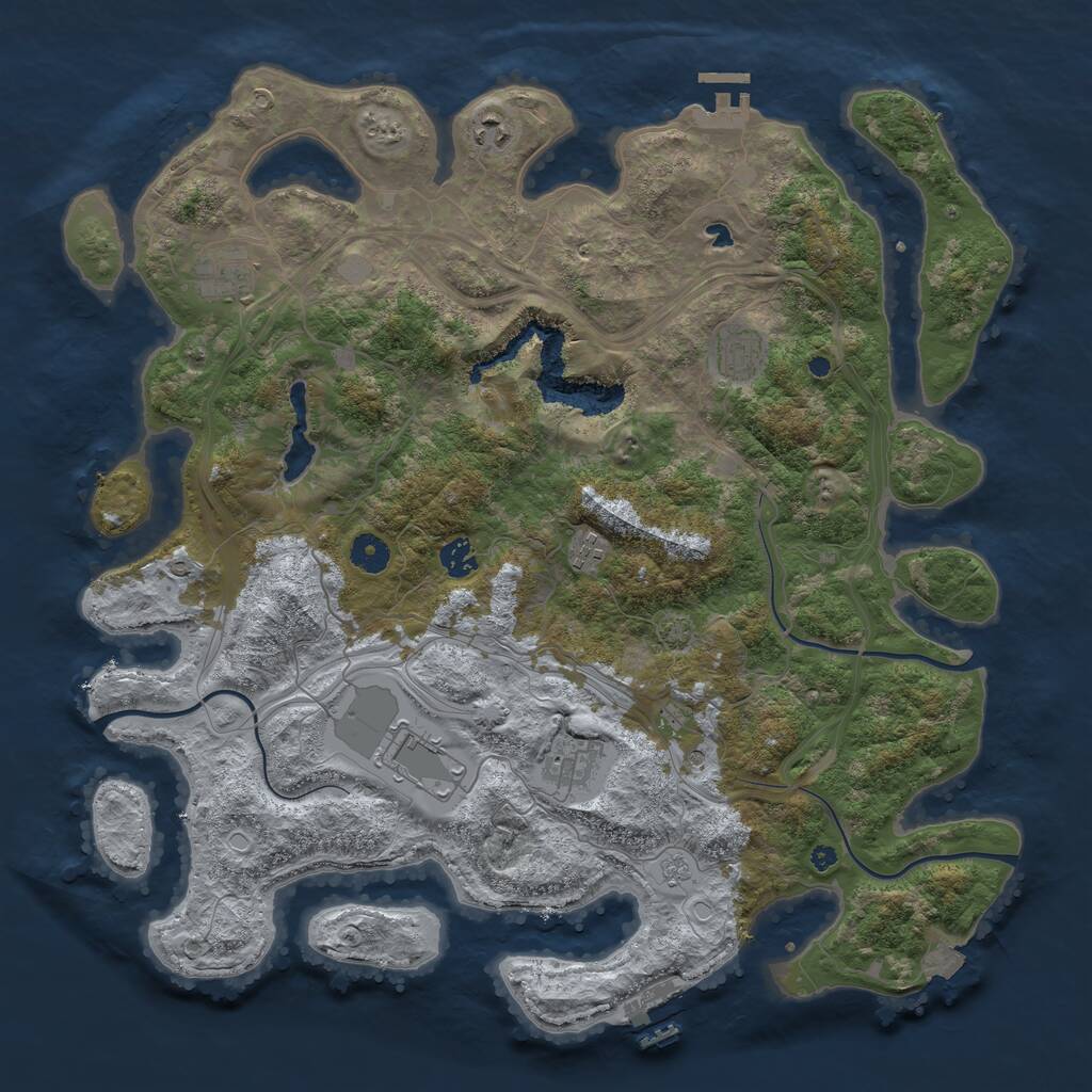 Rust Map: Procedural Map, Size: 4250, Seed: 1073318332, 13 Monuments
