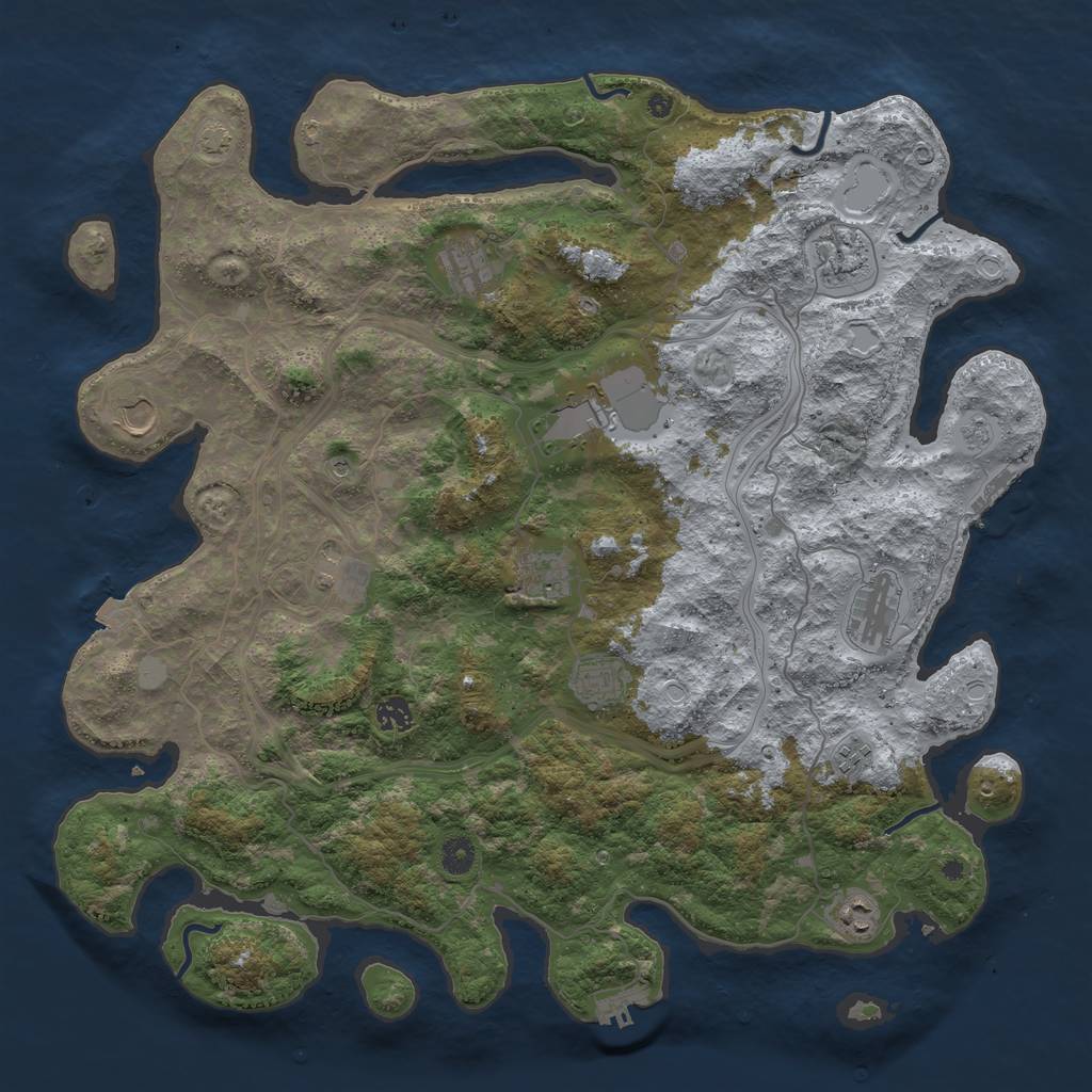 Rust Map: Procedural Map, Size: 4500, Seed: 69745877, 19 Monuments