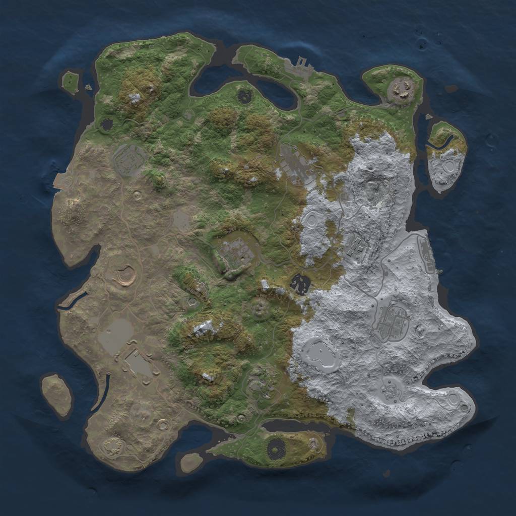 Rust Map: Procedural Map, Size: 3800, Seed: 688431468, 18 Monuments