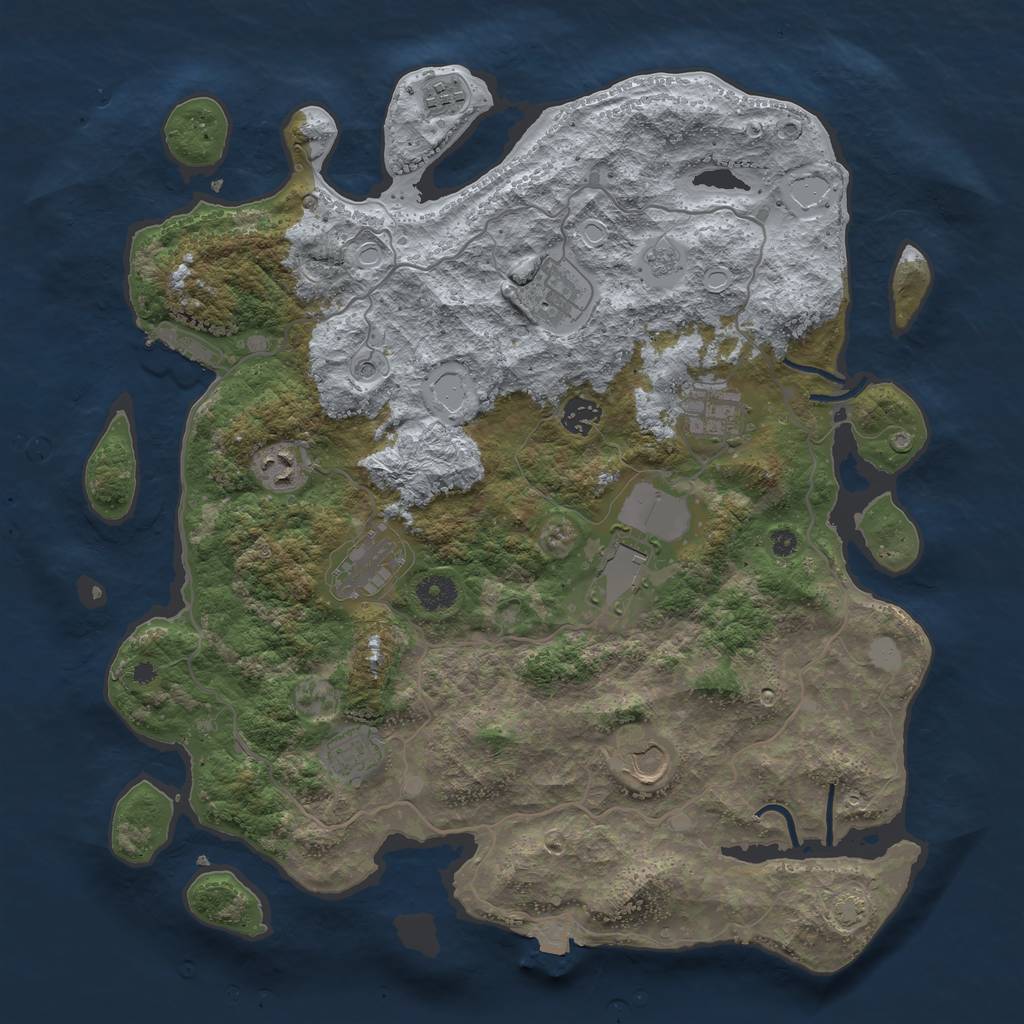 Rust Map: Procedural Map, Size: 4000, Seed: 1132358598, 16 Monuments