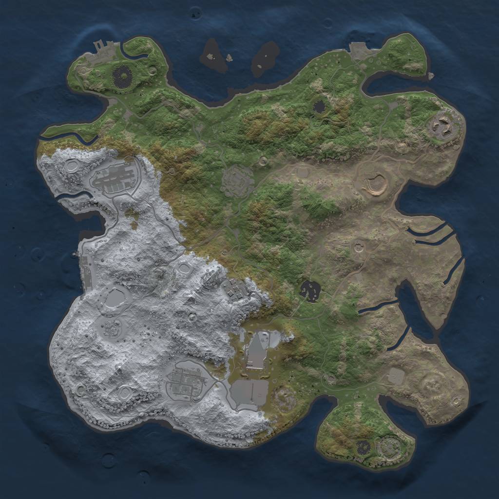 Rust Map: Procedural Map, Size: 3500, Seed: 8590, 16 Monuments