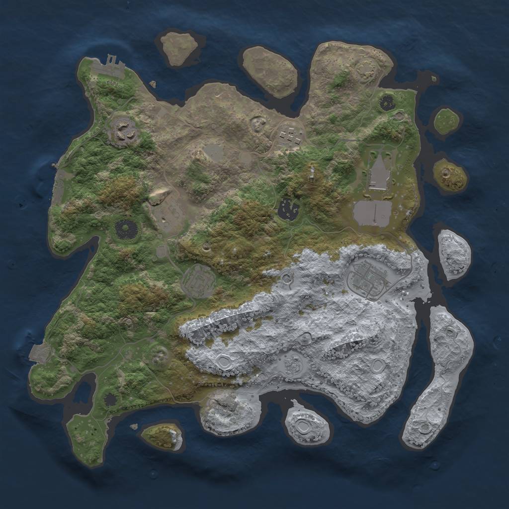 Rust Map: Procedural Map, Size: 3500, Seed: 946533337, 15 Monuments