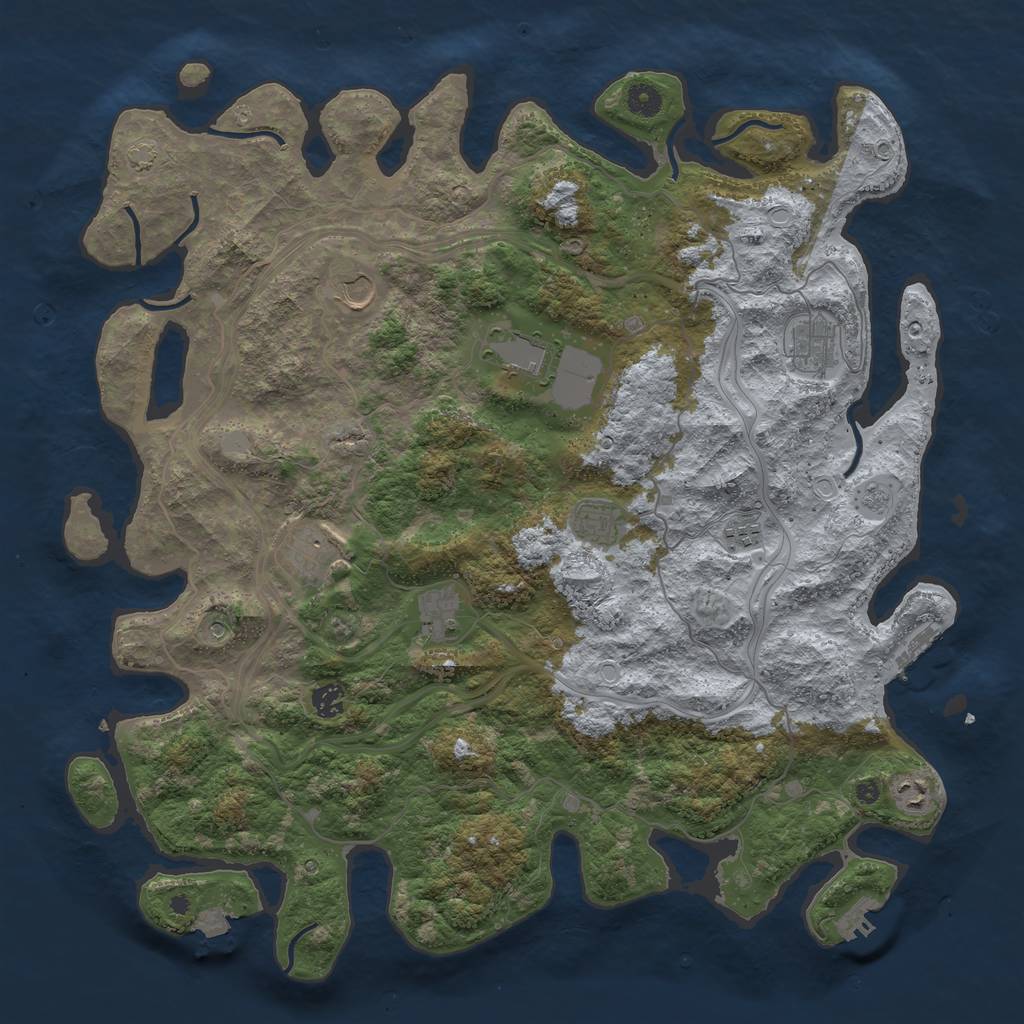 Rust Map: Procedural Map, Size: 4500, Seed: 780093586, 17 Monuments