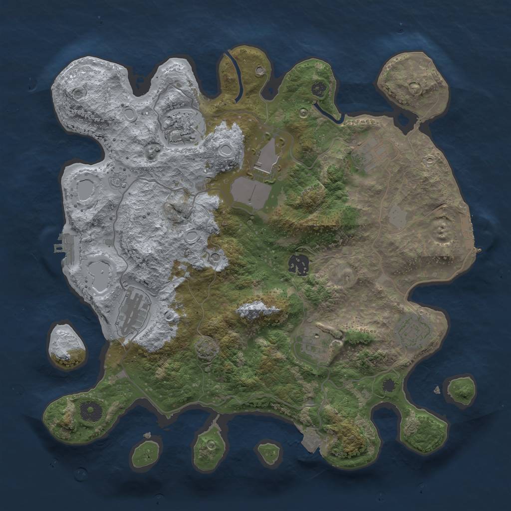 Rust Map: Procedural Map, Size: 3500, Seed: 2027185320, 15 Monuments