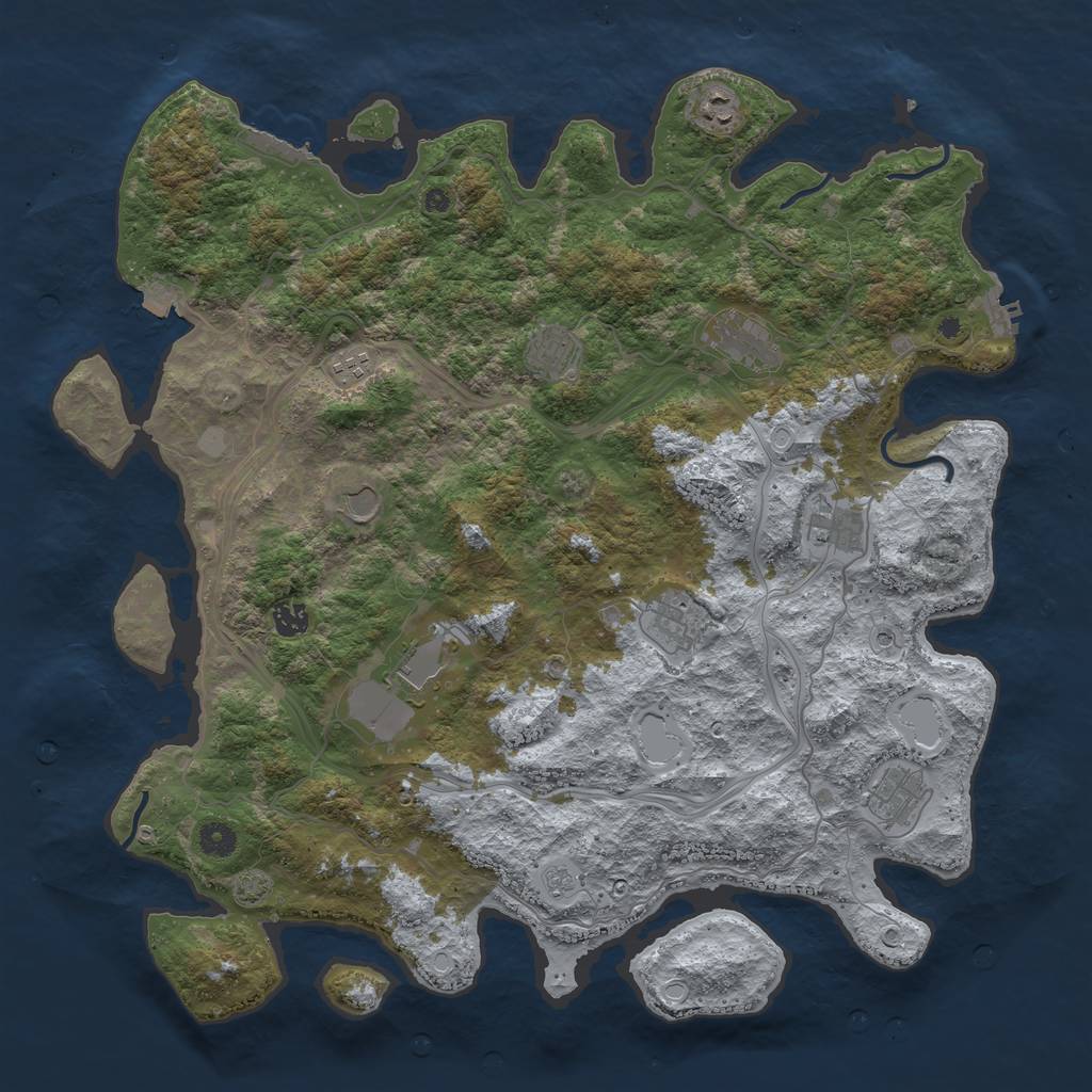 Rust Map: Procedural Map, Size: 4500, Seed: 585159609, 18 Monuments