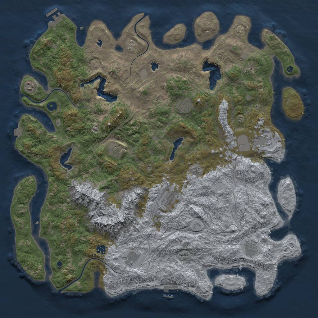 Rust Map: Procedural Map, Size: 5000, Seed: 1976514318, 16 Monuments
