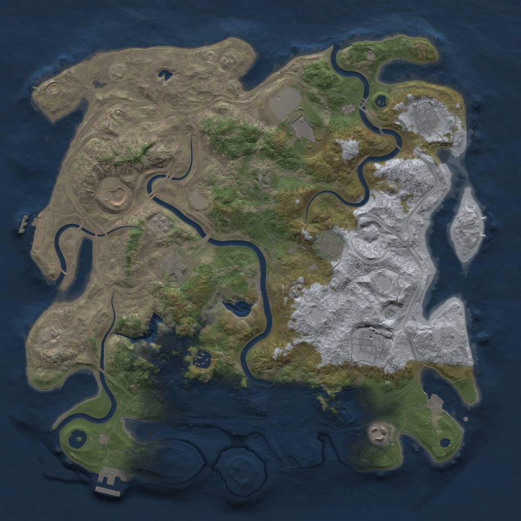 Rust Map: Procedural Map, Size: 4250, Seed: 729113120, 16 Monuments