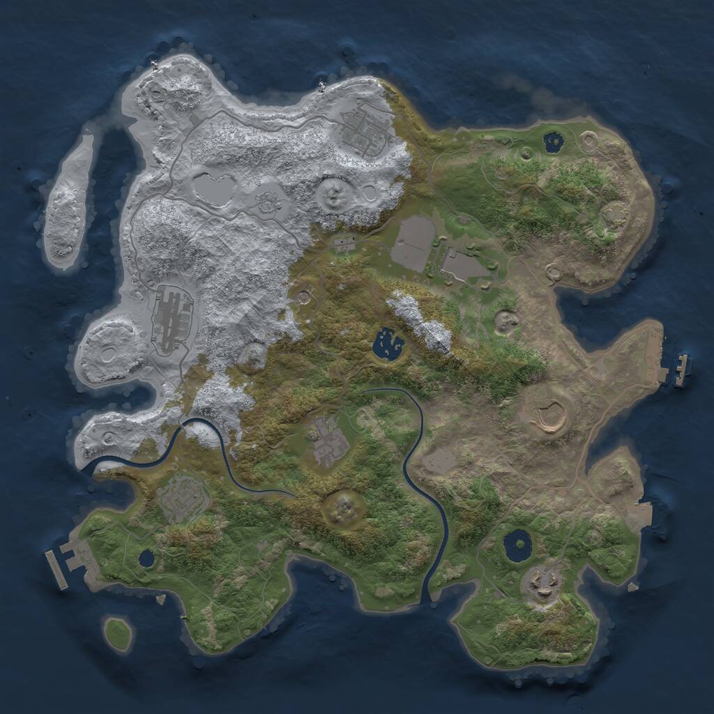 Rust Map: Procedural Map, Size: 3500, Seed: 1174090305, 14 Monuments