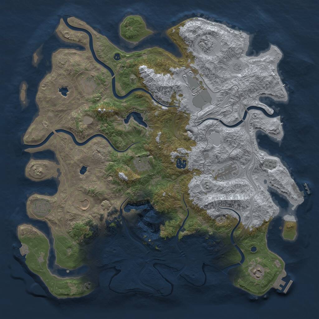 Rust Map: Procedural Map, Size: 4500, Seed: 152321806, 16 Monuments