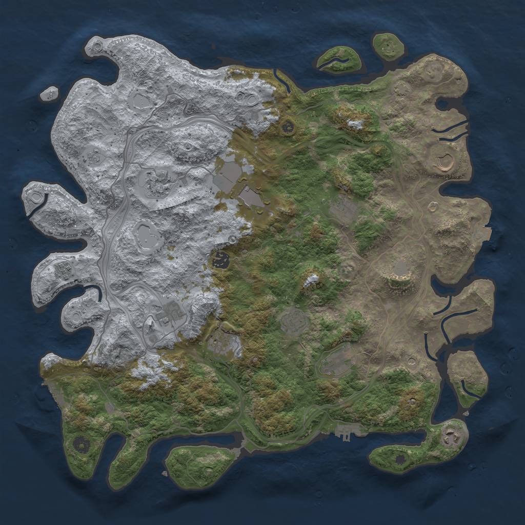 Rust Map: Procedural Map, Size: 4500, Seed: 2049075770, 19 Monuments