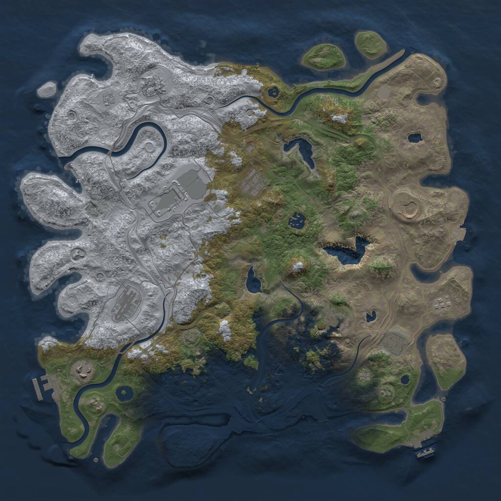 Rust Map: Procedural Map, Size: 4500, Seed: 2049075770, 16 Monuments