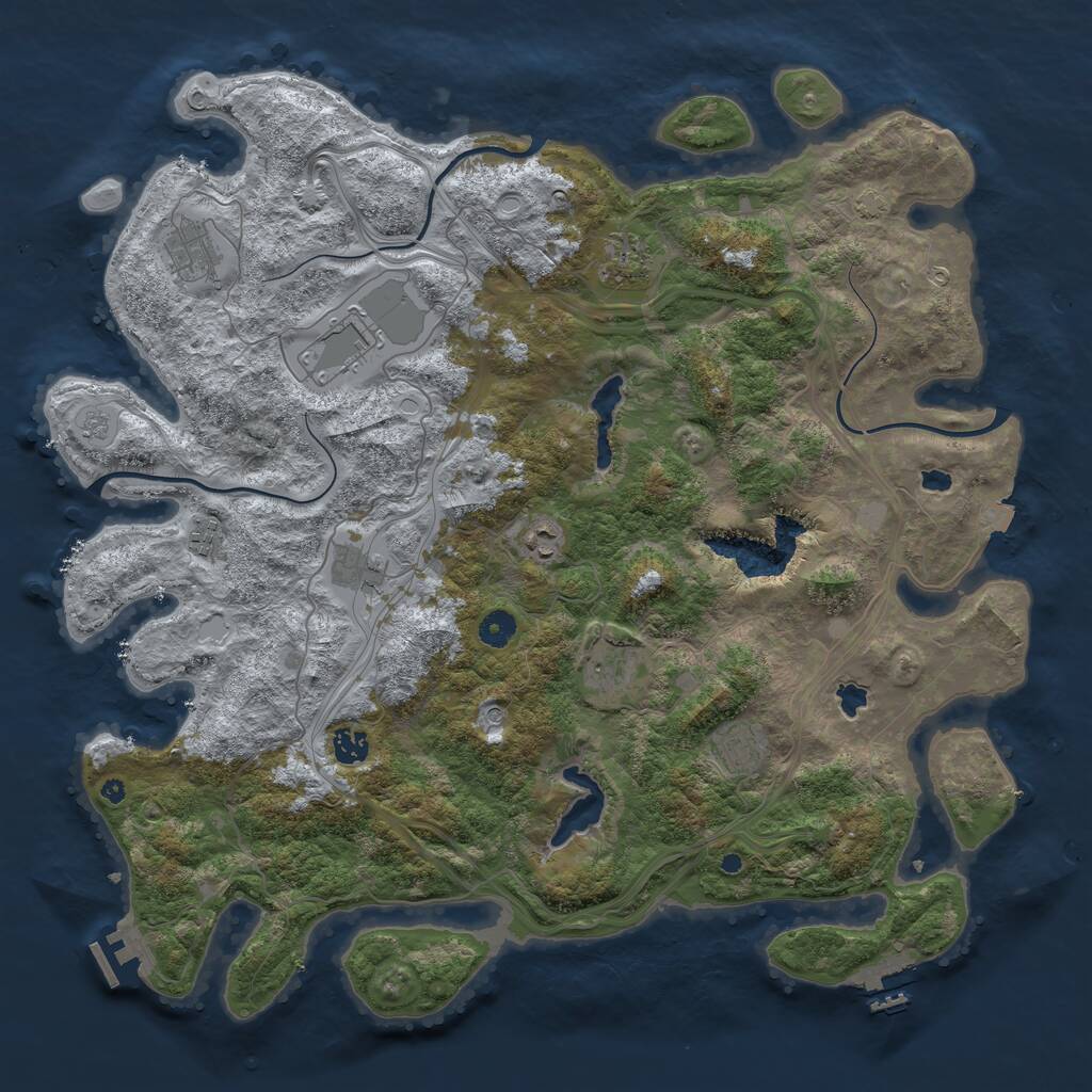 Rust Map: Procedural Map, Size: 4500, Seed: 2049075770, 15 Monuments