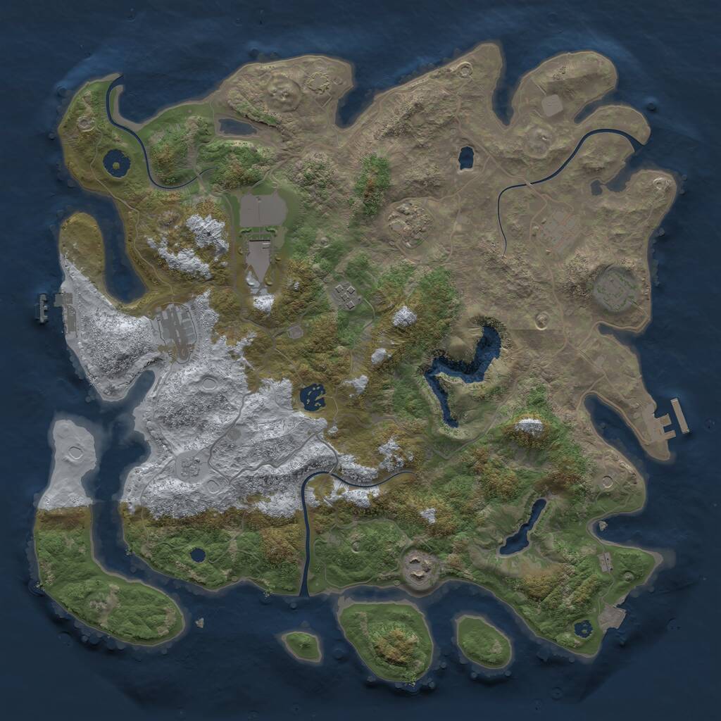 Rust Map: Procedural Map, Size: 4045, Seed: 1216232500, 14 Monuments