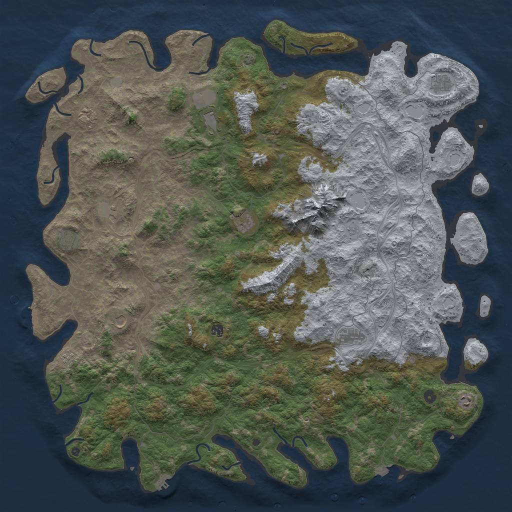 Rust Map: Procedural Map, Size: 6000, Seed: 32731028, 19 Monuments