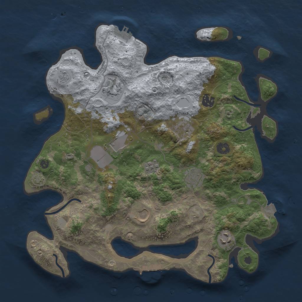 Rust Map: Procedural Map, Size: 3500, Seed: 1436403597, 16 Monuments