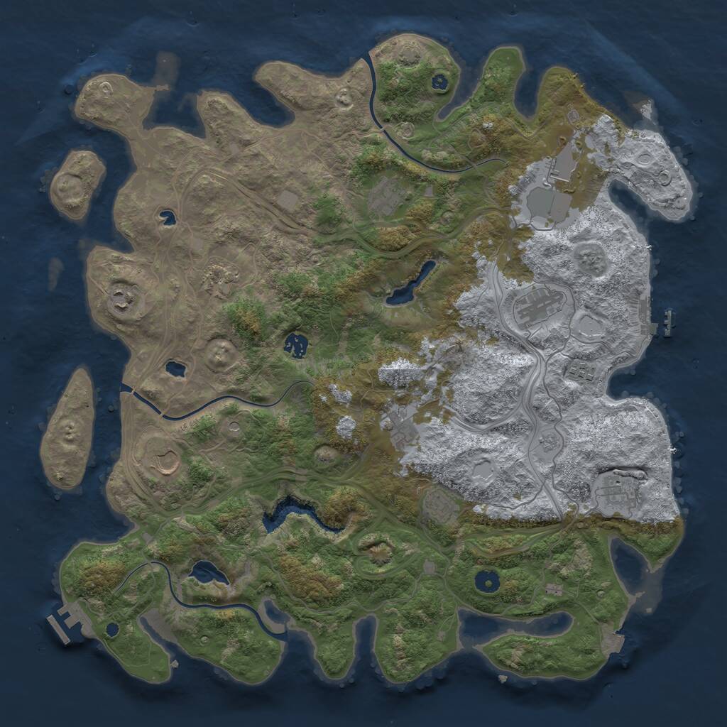 Rust Map: Procedural Map, Size: 4500, Seed: 1212423997, 17 Monuments