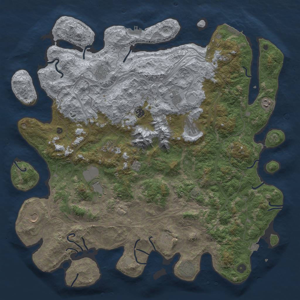 Rust Map: Procedural Map, Size: 5000, Seed: 977440697, 19 Monuments
