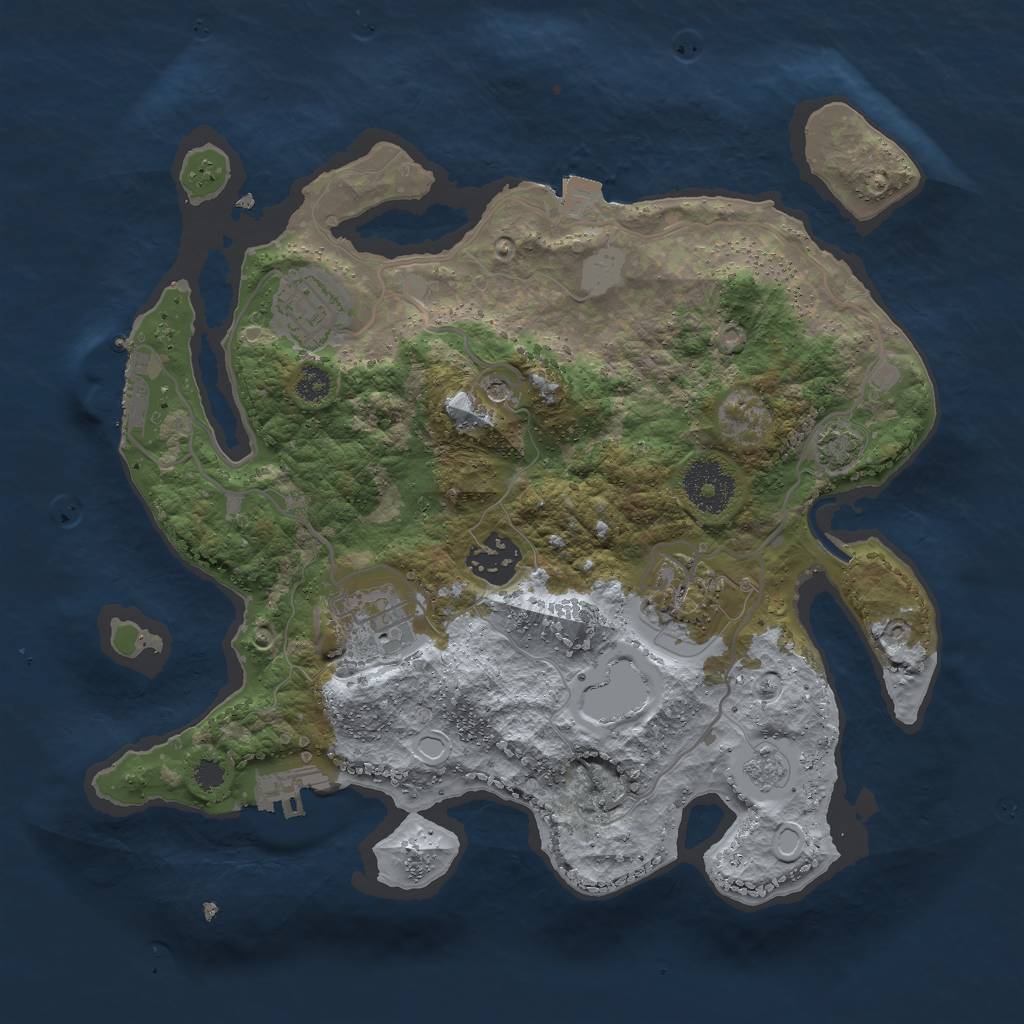 Rust Map: Procedural Map, Size: 3000, Seed: 1053078177, 12 Monuments