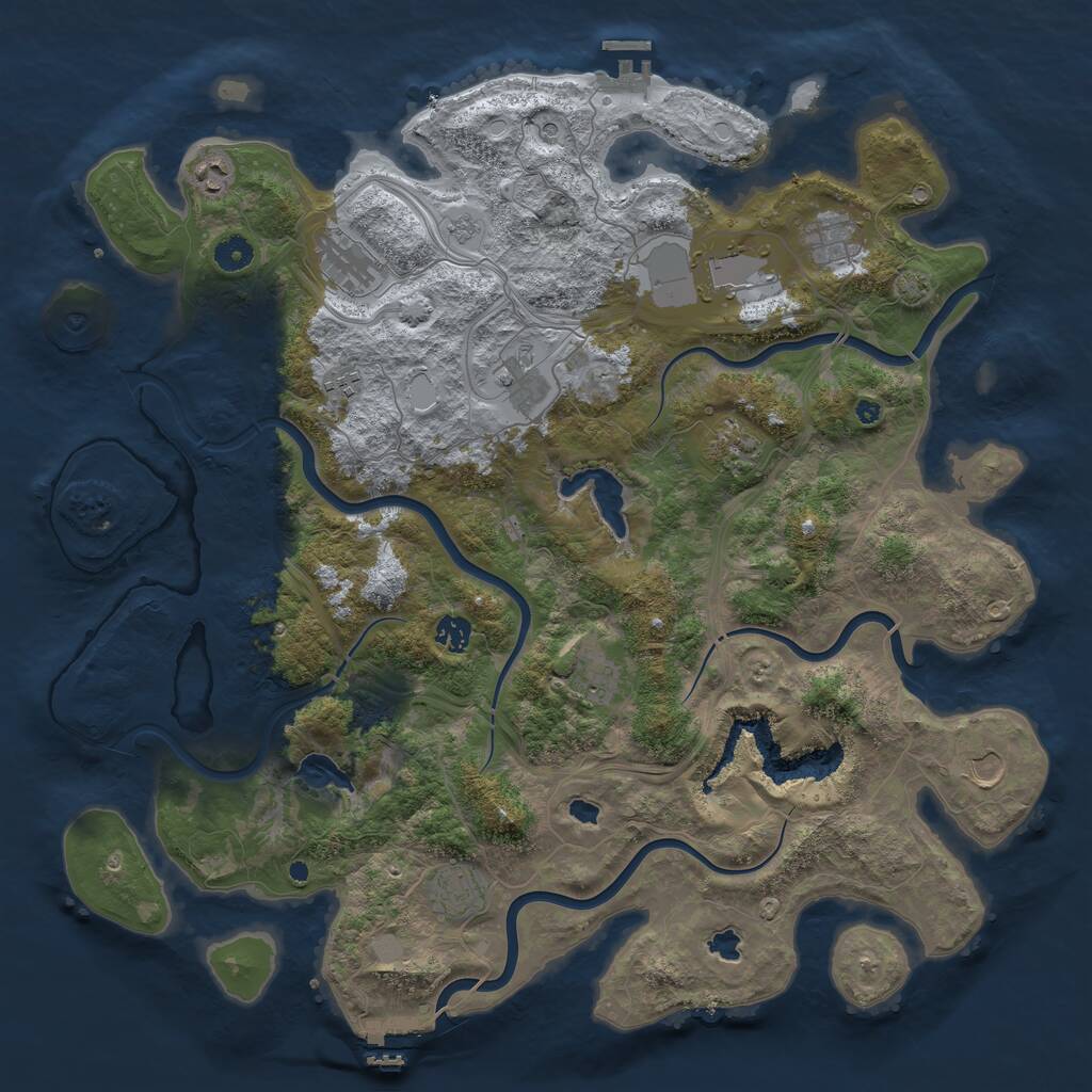 Rust Map: Procedural Map, Size: 4500, Seed: 1439197886, 17 Monuments