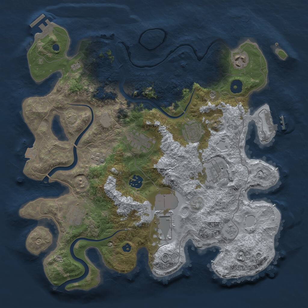 Rust Map: Procedural Map, Size: 3500, Seed: 1468758294, 14 Monuments