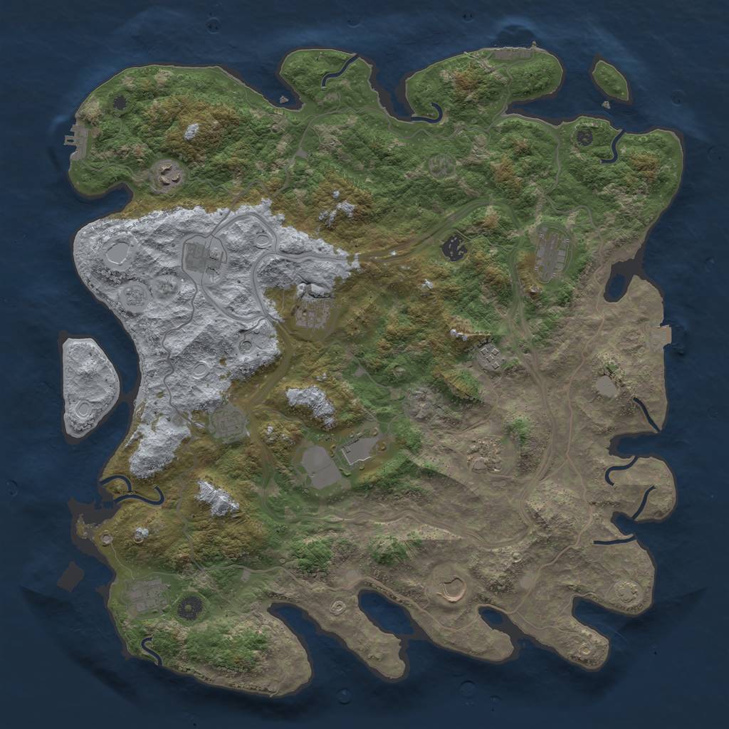 Rust Map: Procedural Map, Size: 4500, Seed: 572358314, 19 Monuments