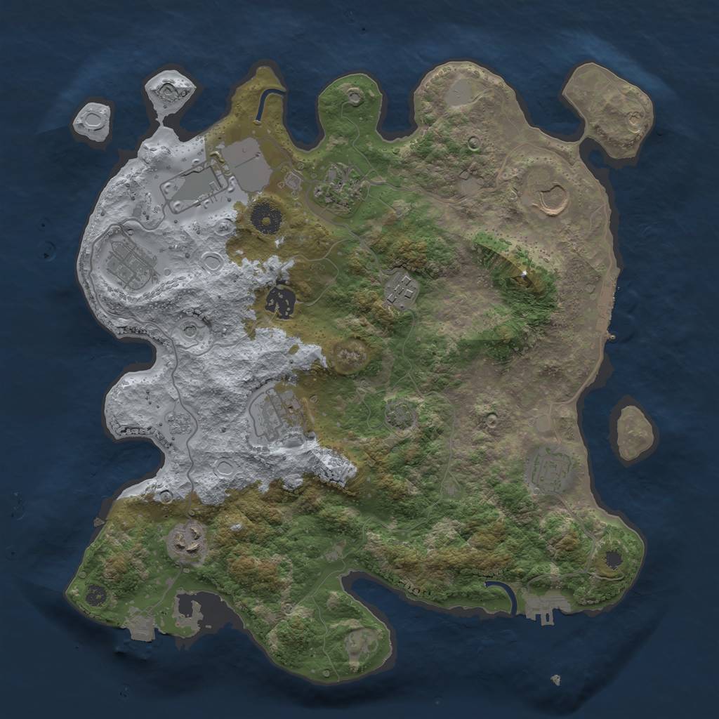 Rust Map: Procedural Map, Size: 3500, Seed: 443887686, 17 Monuments