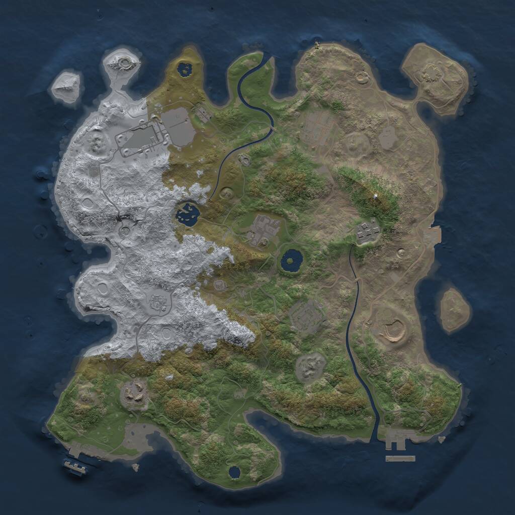 Rust Map: Procedural Map, Size: 3500, Seed: 443887686, 14 Monuments